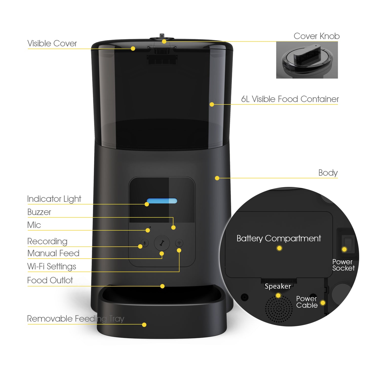 6L Intelligent Automatic Smart Pet Feeder Wifi Mobile App Control TuyaSmart