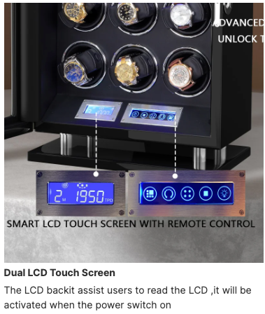 Luxury Fingerprint Smart Remote Control Lock Touch Screen intelligent Automatic Safe Watchwinder 2 3 4 6 8 slots