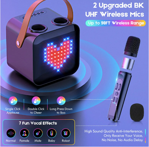 Wireless Mini Portable Karaoke Retro Bluetooth Speaker With Mic